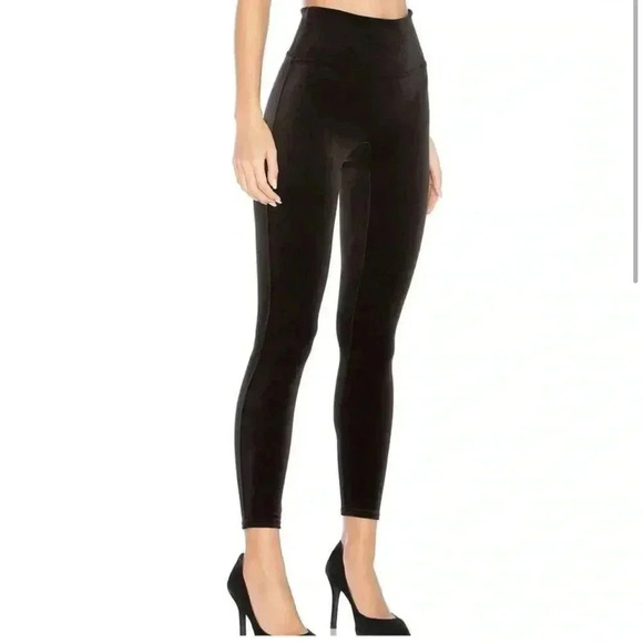 SPANX Velvet Leggings Black Stretch Shapewear Bodycon High Waist Versatile - Picture 2 of 10
